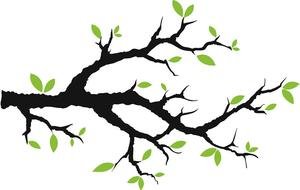 Tree branches with the green leaves clipart