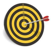 the arrow hit the yellow-black target