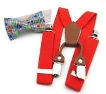 red suspenders and bow tie polka dots