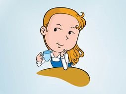 Cartoon Girl Drinking Coffee drawing