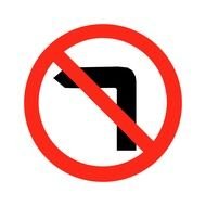 No Left Turn Sign drawing