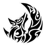 Ä°llustration of Tribal Wolf And Moon Tattoos