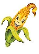 Vintage beautiful colorful drawing of the corn clipart