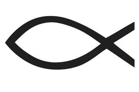 Black and white Christian Fish Symbol clipart