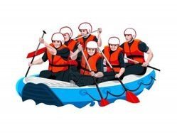 people on the rafting