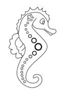 Beautiful black and white drawing of the sea horse clipart