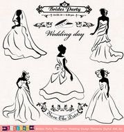 Wedding Party Silhouette Clip Art N3