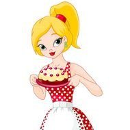 Colorful woman with the cake clipart