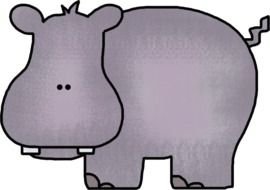 gray hippo on a black background