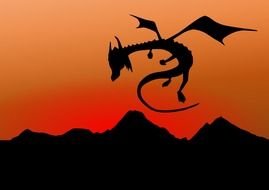 Dragon Silhouette red sly drawing
