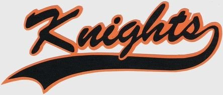 Knights, black word in orange outline