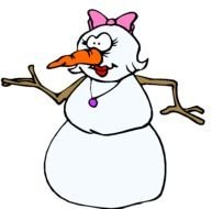 Colorful cartoon Snowwoman clipart