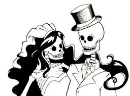 Skeleton Bride Groom Drawing