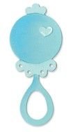 baby blue rattle on a white background