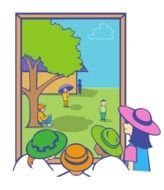 cartoon people looking at window, Clip Art