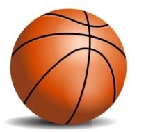 drawn round basketball ball on a black background