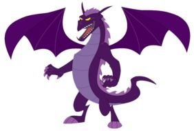 angry purple dragon on a gray background