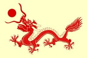 The imperial Dragon on the national flag of China, drawing