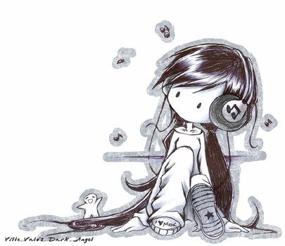 Chibi Anime Girl With Headphones