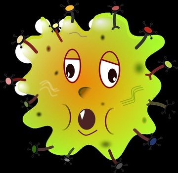 green blot on a black background