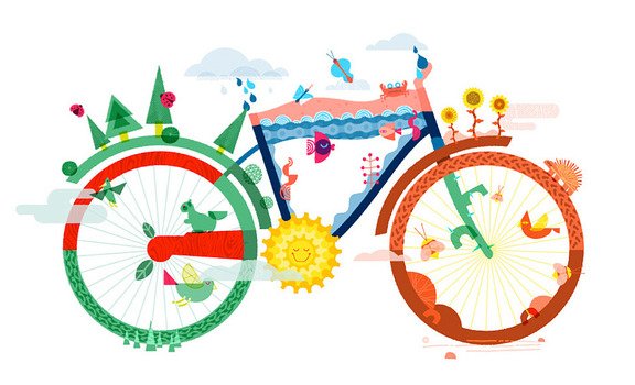 fantasy Bicycle with nature icons