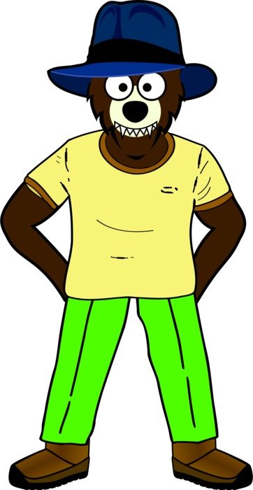 drawing of a bear in clothes