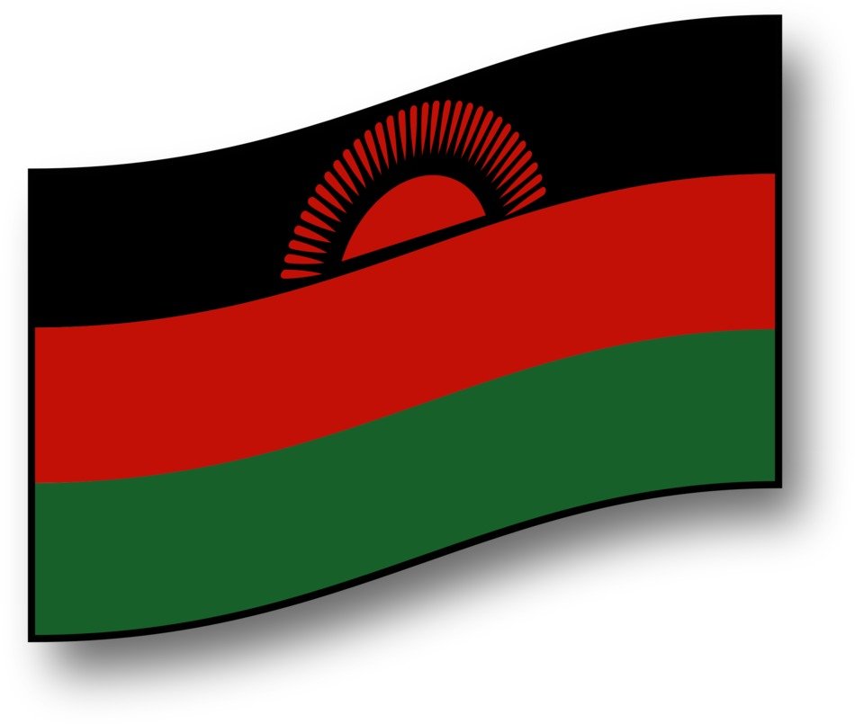 Malawi flag on a white background
