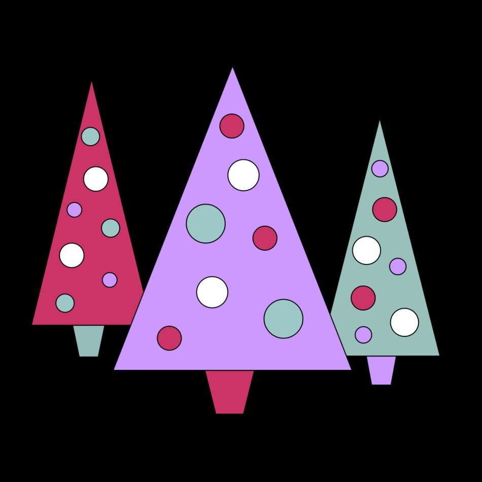 pictures of christmas trees on a black background