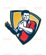 GraphicRiver Rugby Player Running Ball Retro Shield 5493066