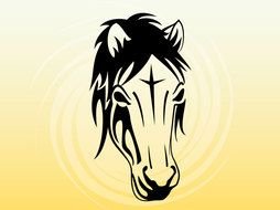 Black horse head clipart