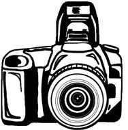 Black and white drawing of the cameral clipart