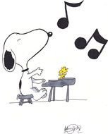 Snoopy playing piano