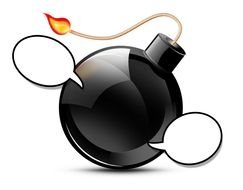 black bomb with a fuse in a graphic representation