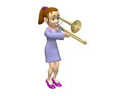 painted girl playing the trombone