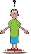 cartoon boy with question mark over his head