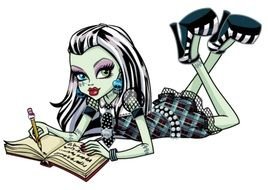 Frankie Stein writes in a notebook
