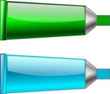 Blue and green tubes of toothpaste clipart