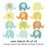 Blue Baby Elephant Clip Art N7