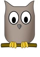 Grey owl on the branch clipart