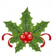 christmas decoration with green leaves and red berries