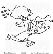 A Black And White Pillow Fight Cartoon