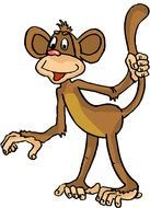 cartoon monkey with a tail up