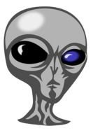 gray alien head on a white background