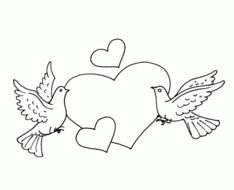 painted two doves and three hearts