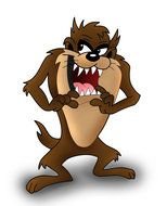 cartoon tasmanian devil with sharp teeth