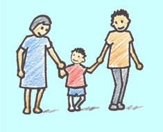 Colorful drawing of the family on the walk clipart