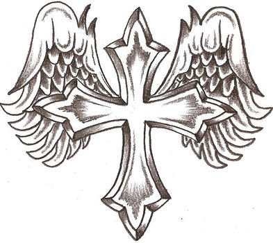 Cross With Wings Tattoo Drawing N2