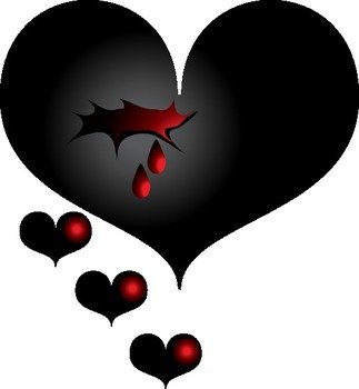 Free Clip Art Black White Broken Heart