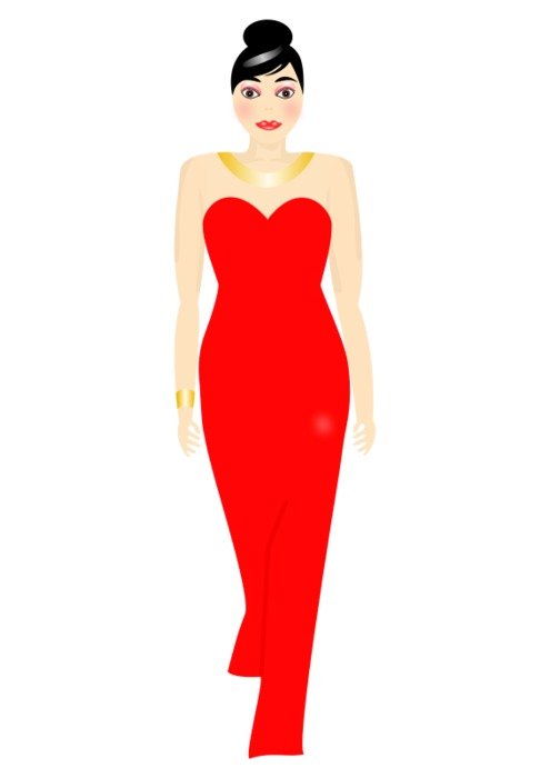 beautiful woman in red as a graphic image