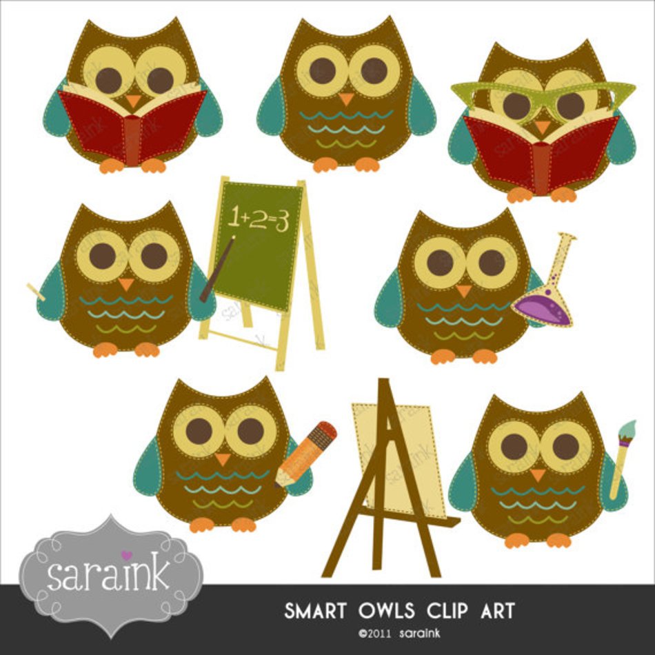 Cute Smart Owl Clip Art